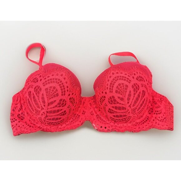 Victorias Secret Dream Angels Red Lace Lined Demi Underwire Bra Sz 34C - Picture 1 of 14